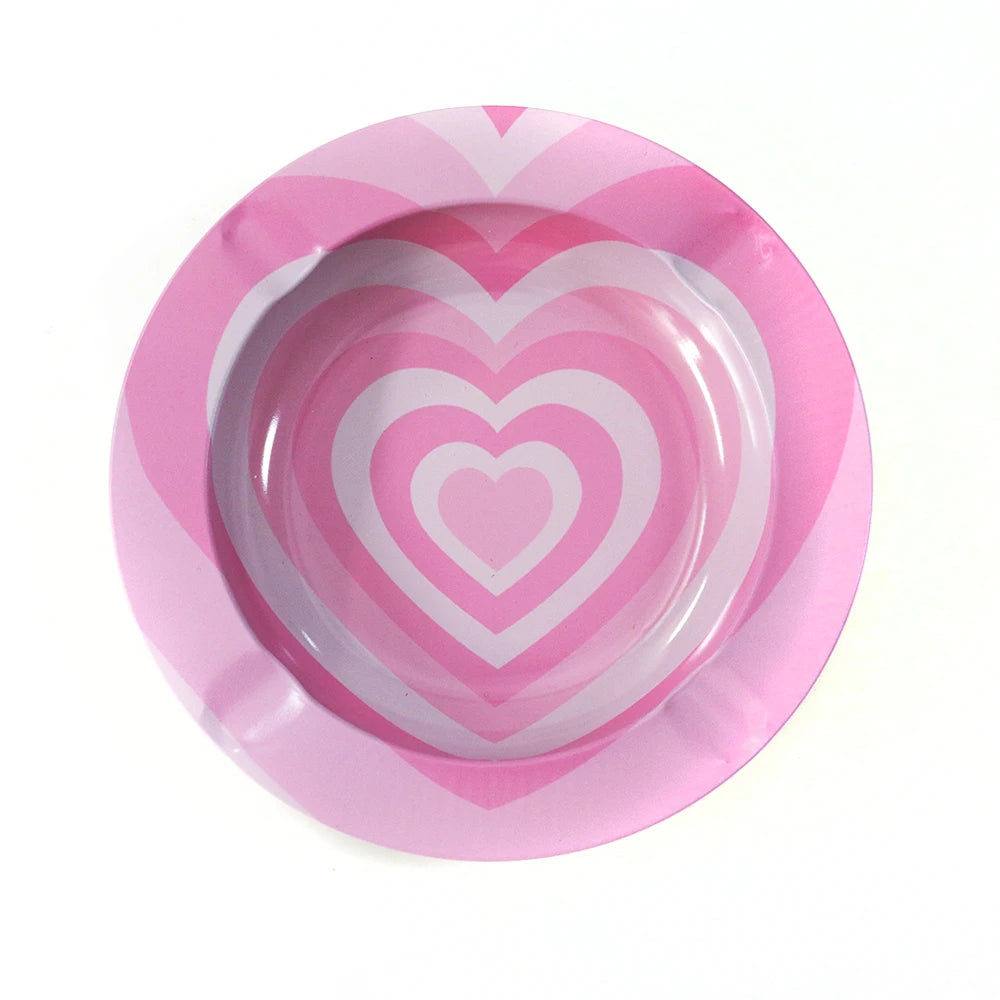 Metal Ashtray Heart Pink