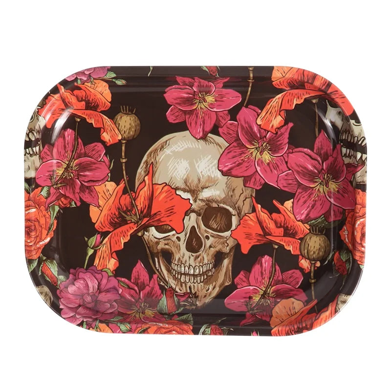 Metal Rolling Tray Skull
