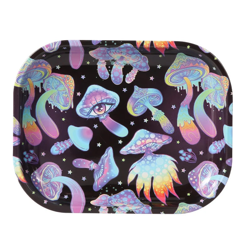 Metal Rolling Tray Mushrooms